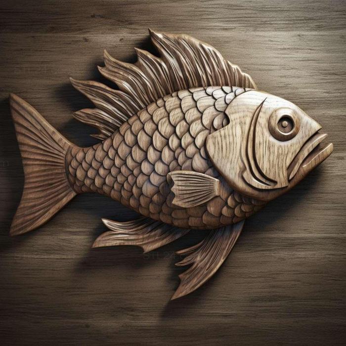 Природа и животные (Рыба 1, NATURE_189) 3D модель для ЧПУ станка